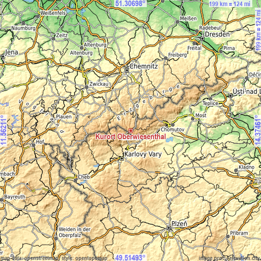 Topographic map of Kurort Oberwiesenthal