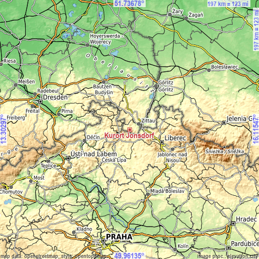 Topographic map of Kurort Jonsdorf