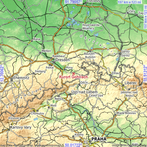 Topographic map of Kurort Gohrisch