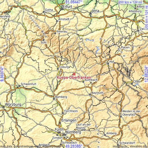 Topographic map of Kueps Oberfranken