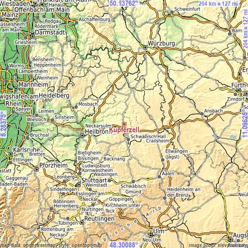 Topographic map of Kupferzell