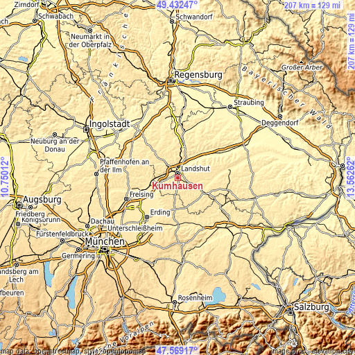 Topographic map of Kumhausen