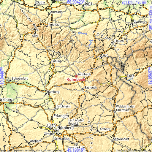 Topographic map of Kulmbach