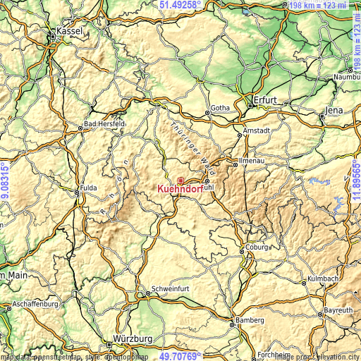 Topographic map of Kühndorf