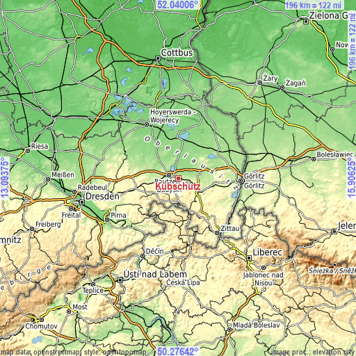 Topographic map of Kubschütz