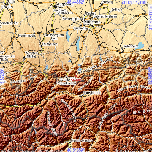 Topographic map of Krün