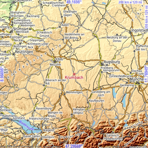 Topographic map of Krumbach