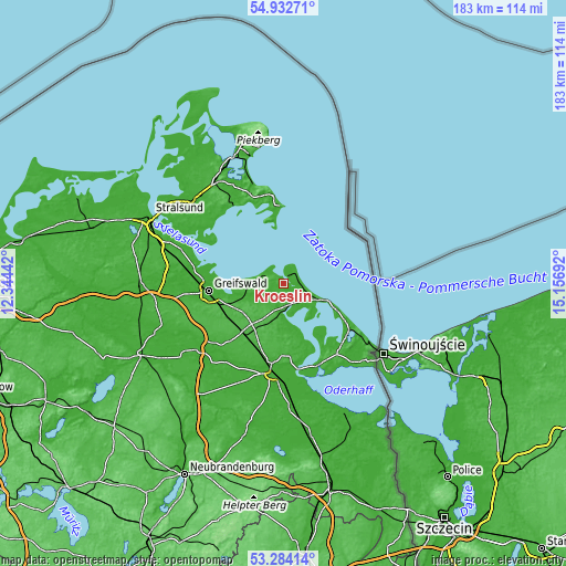 Topographic map of Kröslin