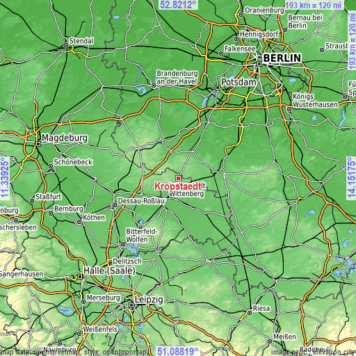 Topographic map of Kropstädt