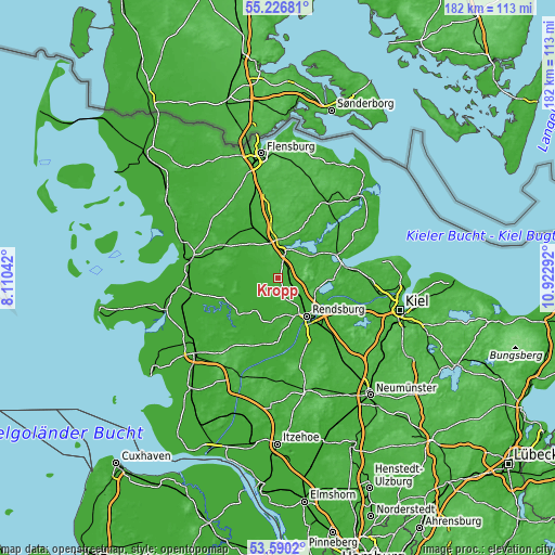 Topographic map of Kropp