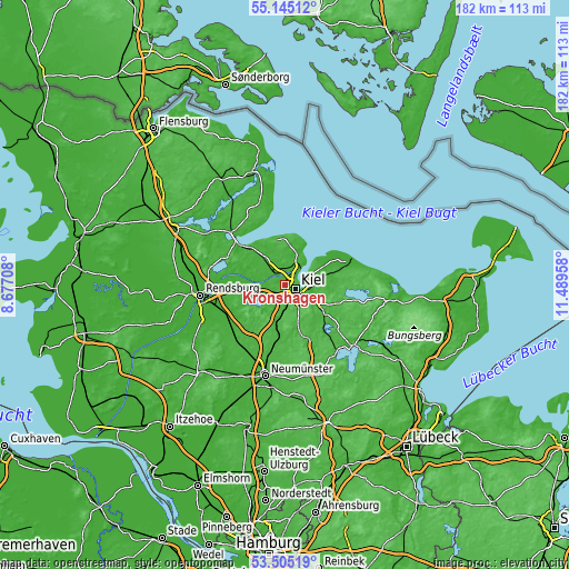Topographic map of Kronshagen