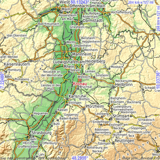 Topographic map of Kronau