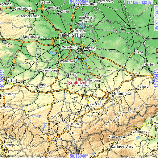 Topographic map of Kriebitzsch