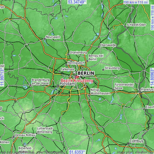 Topographic map of Kreuzberg