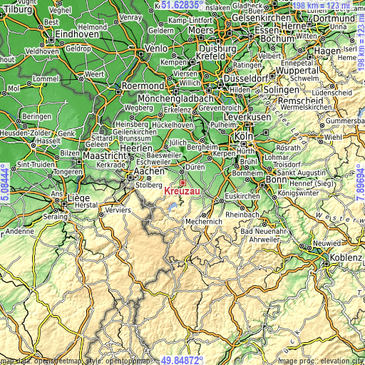 Topographic map of Kreuzau