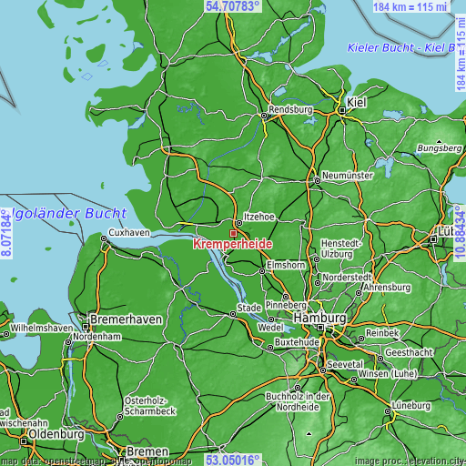 Topographic map of Kremperheide