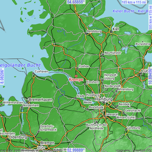 Topographic map of Krempe