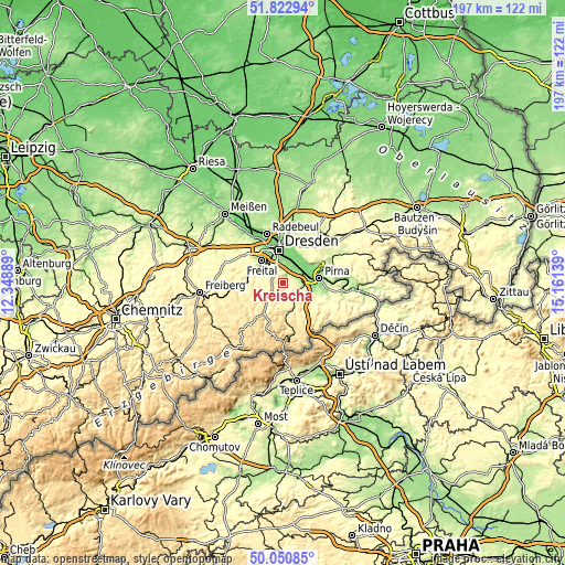 Topographic map of Kreischa