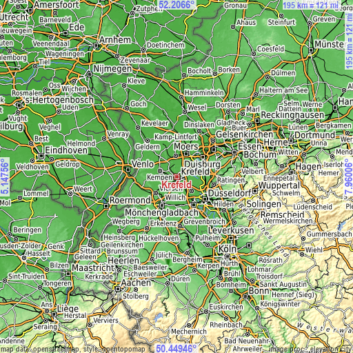 Topographic map of Krefeld