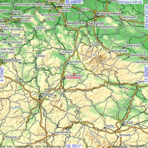 Topographic map of Krebeck