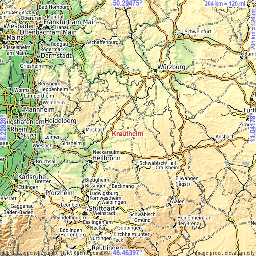 Topographic map of Krautheim