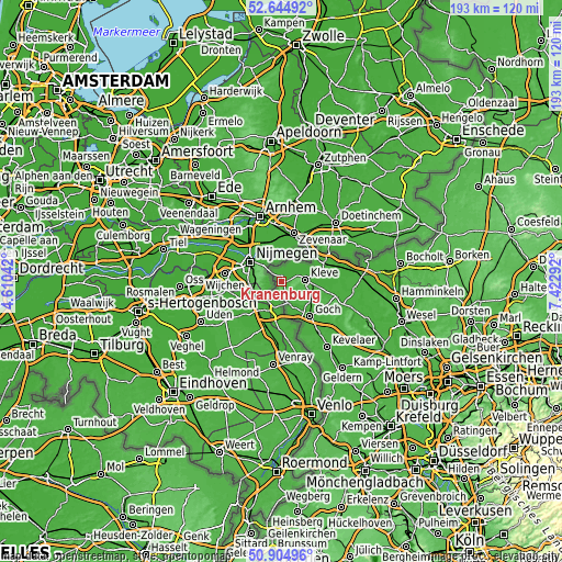 Topographic map of Kranenburg