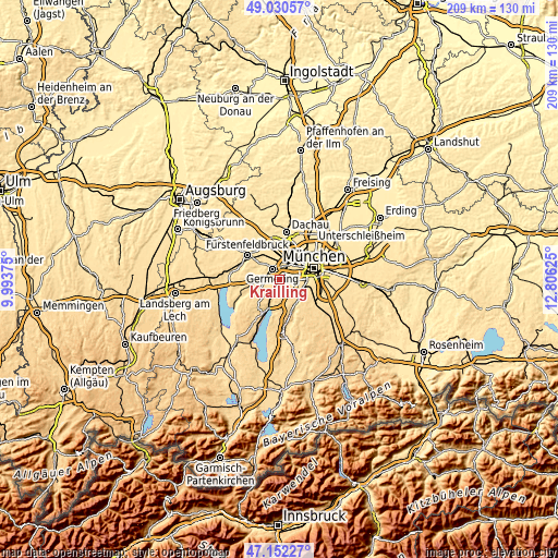 Topographic map of Krailling