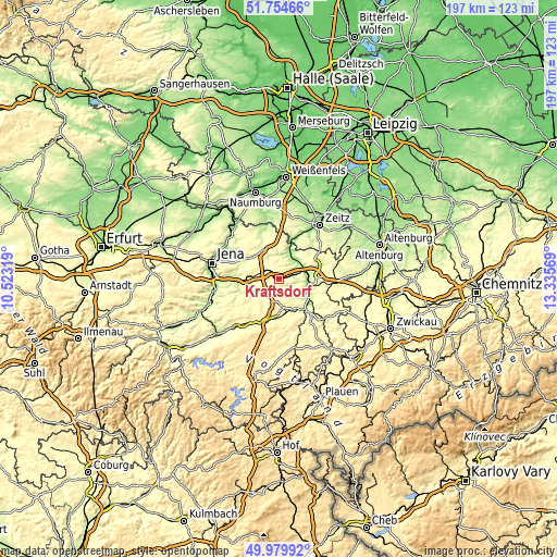 Topographic map of Kraftsdorf