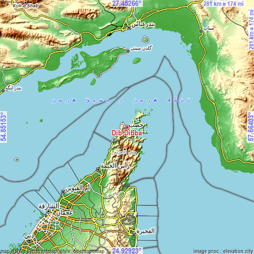 Topographic map of Dib Dibba