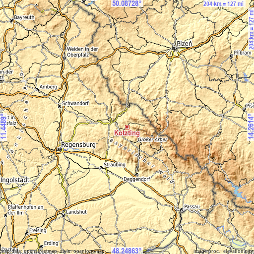 Topographic map of Kötzting