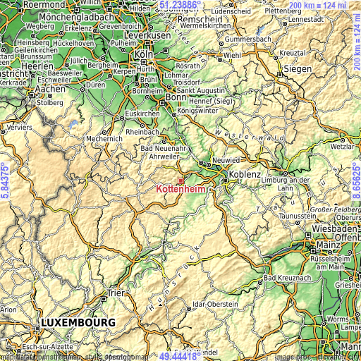 Topographic map of Kottenheim