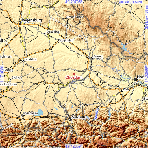 Topographic map of Chostlarn