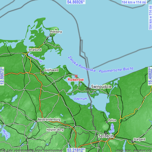 Topographic map of Koserow