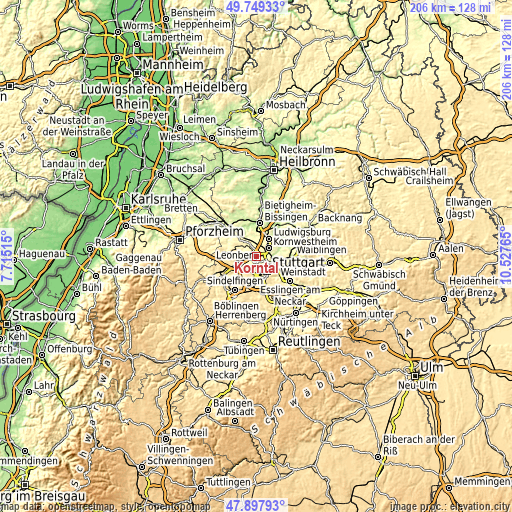Topographic map of Korntal