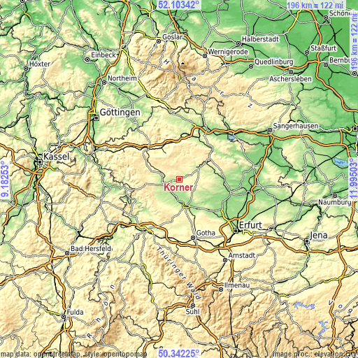 Topographic map of Körner