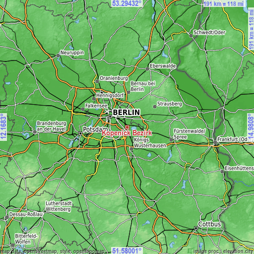 Topographic map of Köpenick