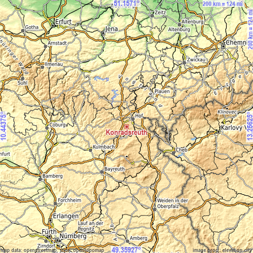 Topographic map of Konradsreuth