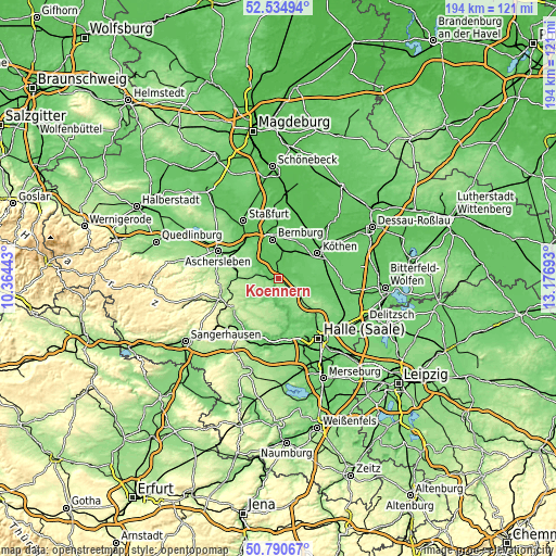 Topographic map of Könnern