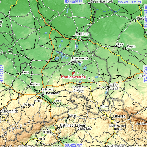 Topographic map of Königswartha