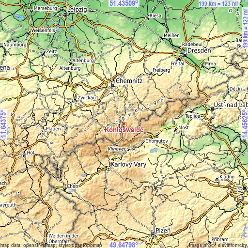 Topographic map of Königswalde