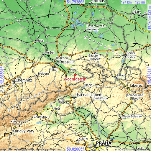 Topographic map of Königstein