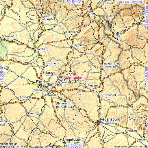 Topographic map of Königstein