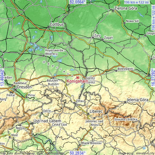 Topographic map of Königshain