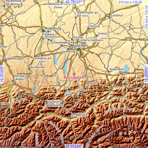 Topographic map of Königsdorf