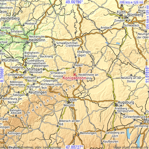 Topographic map of Königsbronn