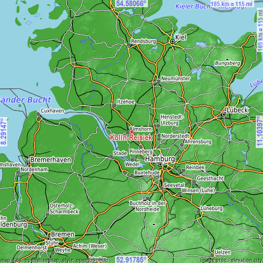 Topographic map of Kölln-Reisiek