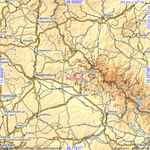 Topographic map of Kollnburg