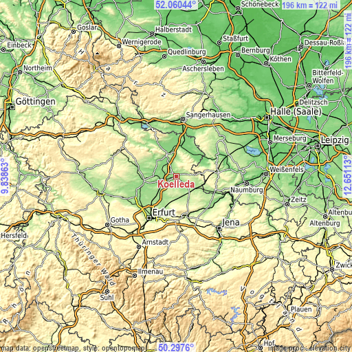 Topographic map of Kölleda