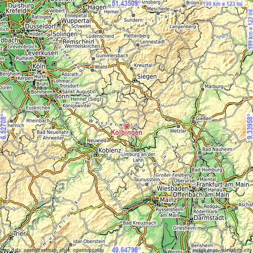 Topographic map of Kölbingen