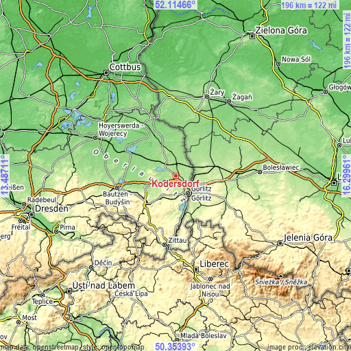 Topographic map of Kodersdorf